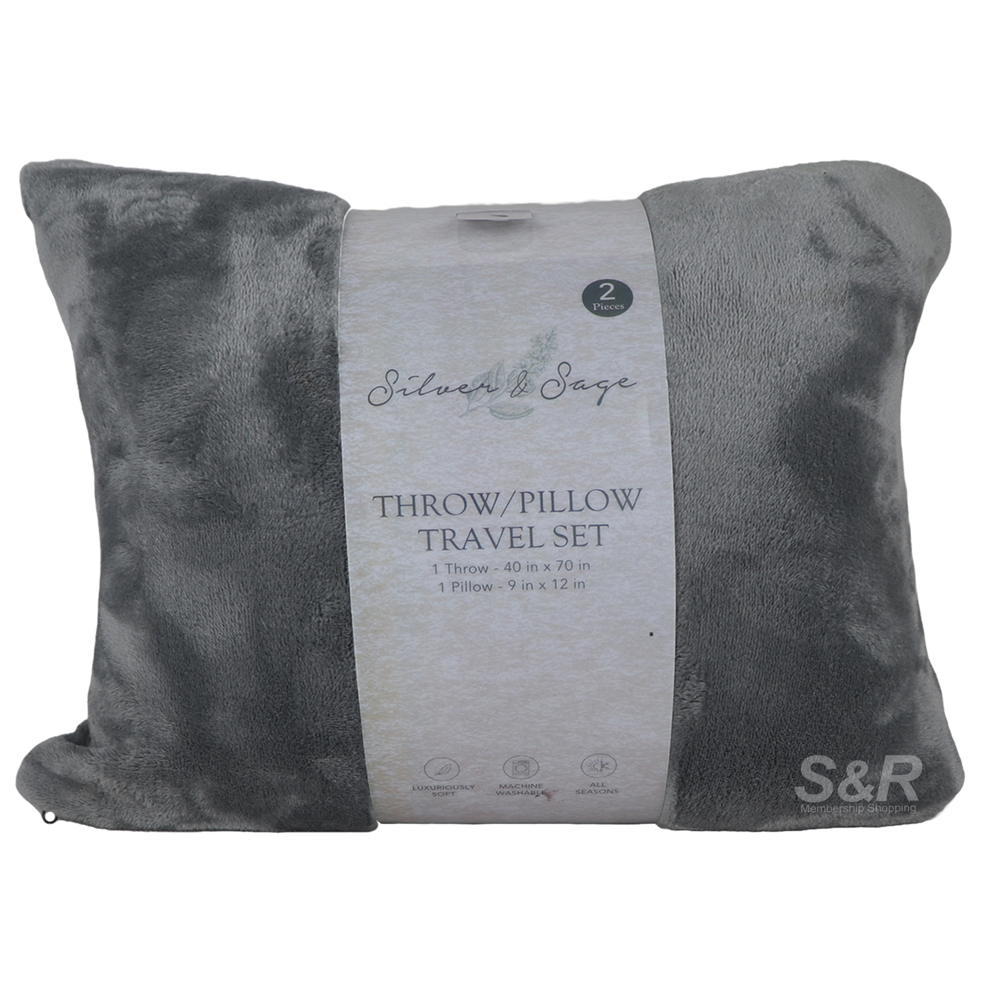 Silver and Sage Throw Pillow Travel Set